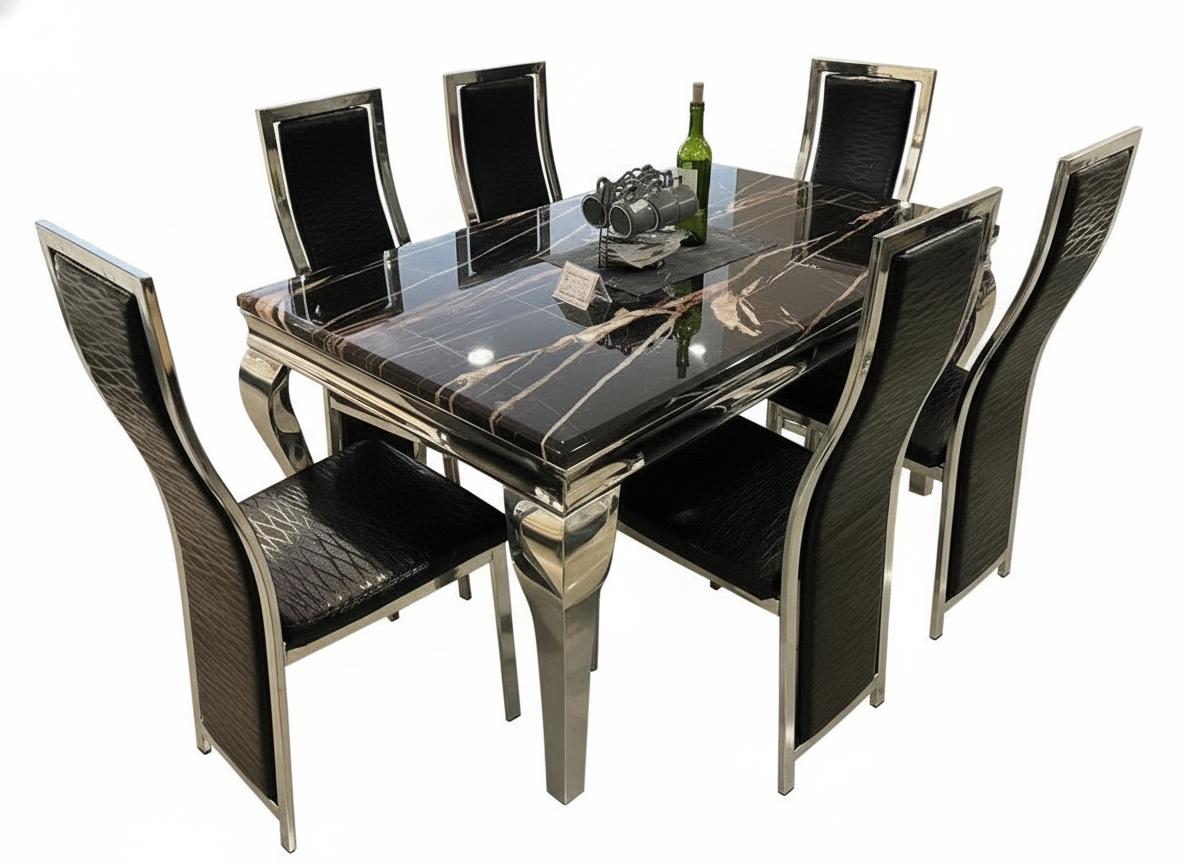 Ensemble de table et chaise a manger en marbre